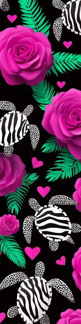 Free turtle bookmark featuring pretty striped turtles on black